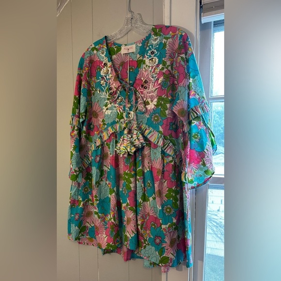 Miss June Paris Floral Boho Mini Dress –Embroidered Festival, Tassel Tie,
medium - Picture 4 of 5